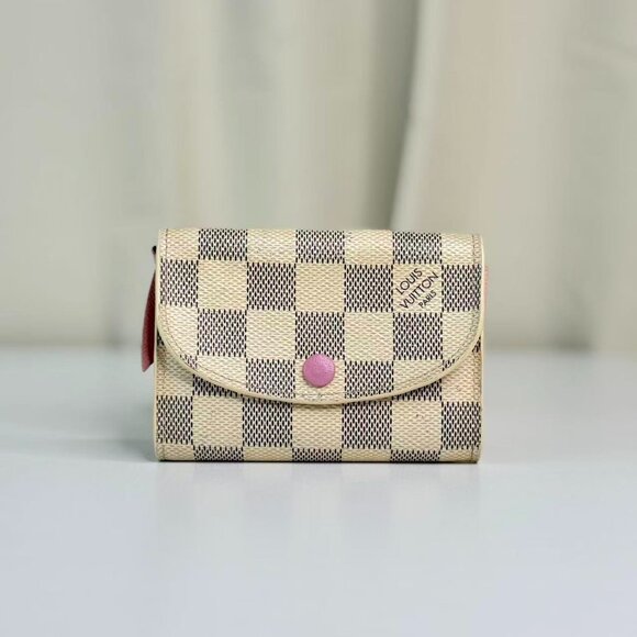 Louis Vuitton Damier Azur Wallet with Classic Checkerboard Design and PinkButton - Picture 1 of 8